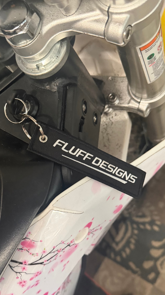 Fluff Designs Keychain Black on White